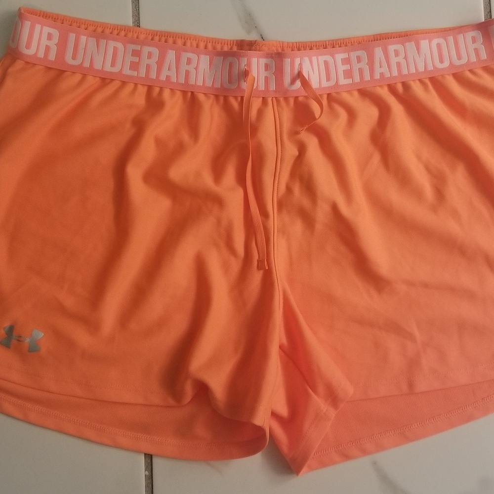 New! Under Armour hot orange/coral work out shorts